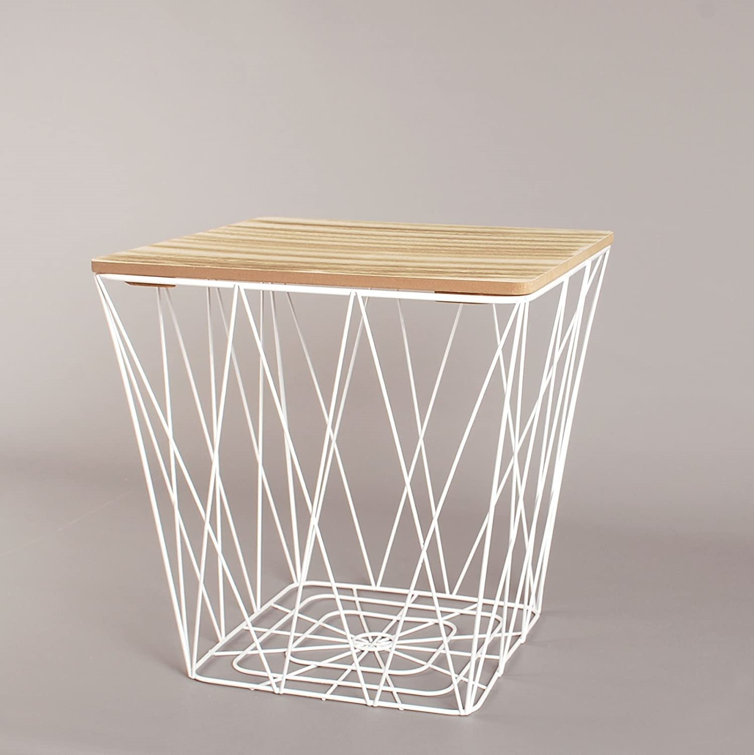 Wire and wood basket 2024 side table